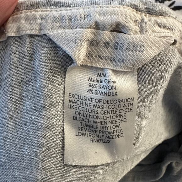 lucky brand women's medium gray short sleeve graphic tee soft rayon spandex top - Picture 3 of 4